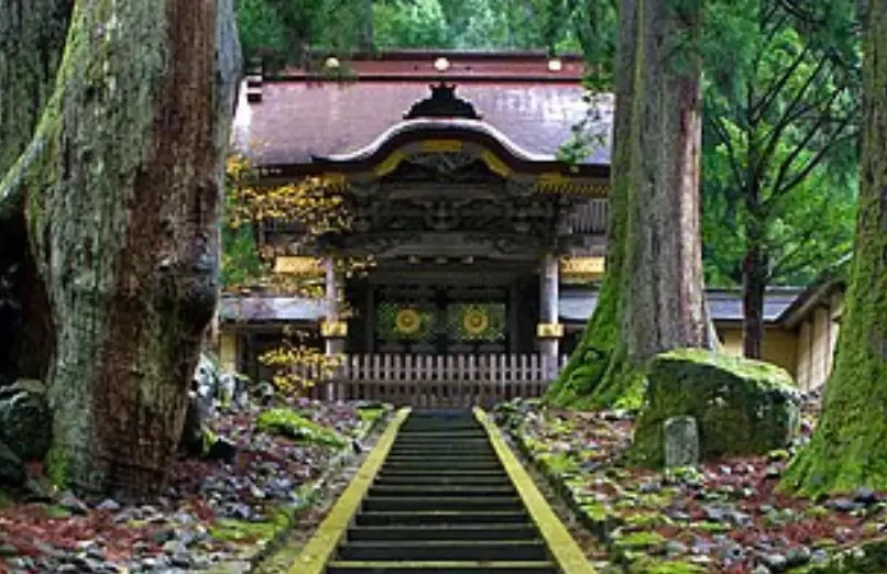 Temple Eiheiji à Fukui Escalier menant au temple Eiheiji au cœur d’une forêt de Fukui.