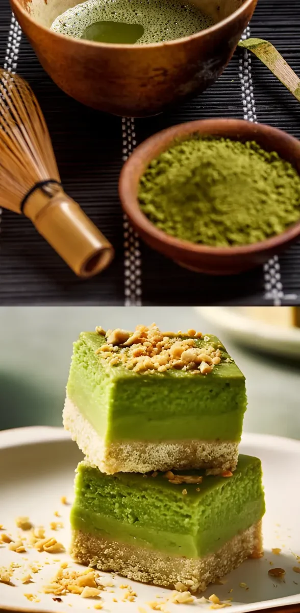 Matcha japonais traditionnel et pâtisserie au thé vert à Kyoto Bol de poudre de matcha avec fouet traditionnel japonais et dessert au thé vert servi sur une assiette, spécialité gourmande de kyoto