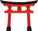 Illustration minimaliste d’un torii japonais rouge